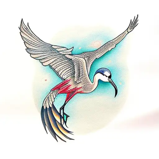 Crane Bird With Forest Fire