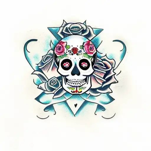 Day Of The Dead Skull With Roses