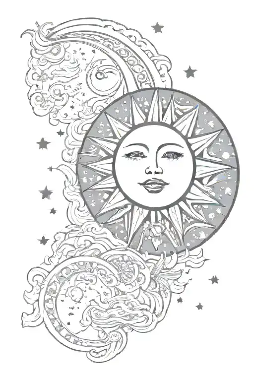 Sky Sun Moon Star Filled Sky