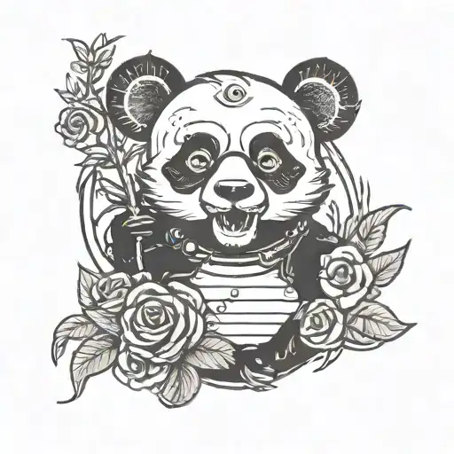 Panda And Rock And Roll Themed