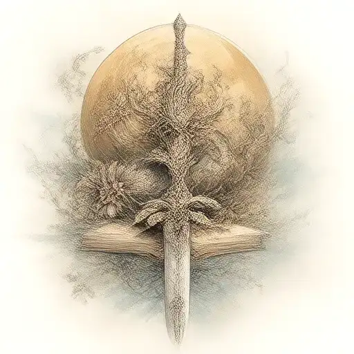 Books Dragons Moon Sword Flowers Blooming