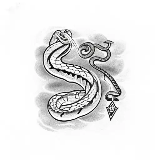 Snake Pierced By Dagger And Write Words Nase Next To It