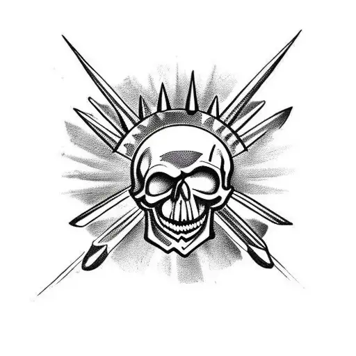 Skull With Spikes On A Chain With Handle