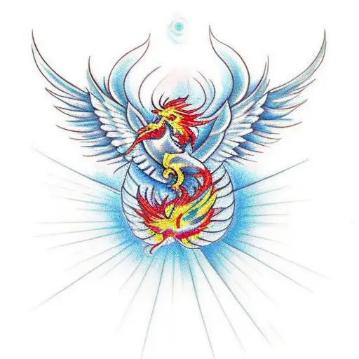 Phoenix Rising From Ashes And Phoenix With Increasing Flasmes