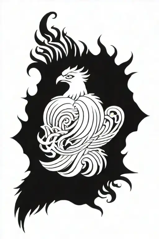 Phoenix Silhouette And Flames