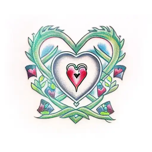 A Heart-shaped Family Tree With Each Member's Name Incorporated Into The Branches