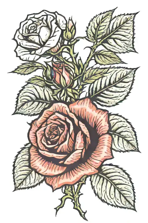 A Stem Rose With Thorns With Leaves As Dates