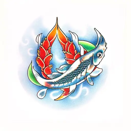 Koi Fish Cherry Bloom Flower