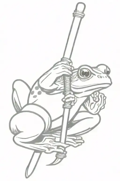 Frog Holding Katana Sword