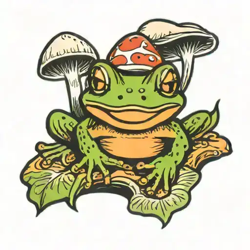 Smile Cute Frog Mushroom