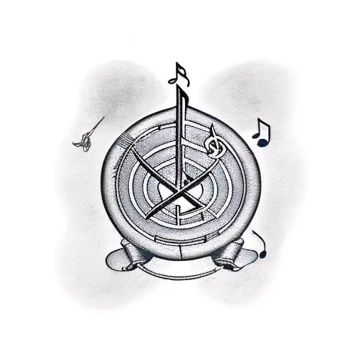 Musical Notes Intertwined With Military Symbols