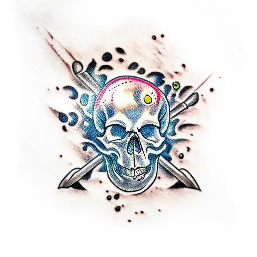 Skull With Liquid Chrome Pouring Onto It