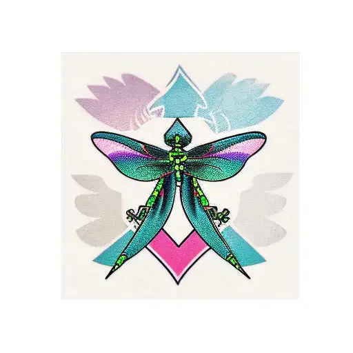 Checkered Flags Behind It And Pink And Teal Cancer Ribbons And A Dragonfly