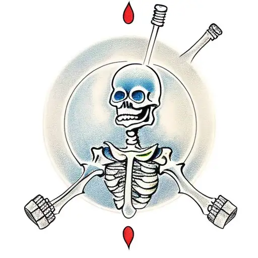 A Skeleton Barmen With A Shaker In One Hand And A Drink In The Other One