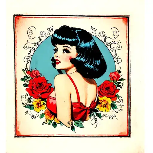 Pinup Girl With Short Black Bob
