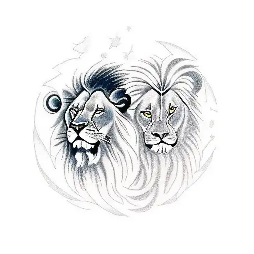 Female Lion And Woman