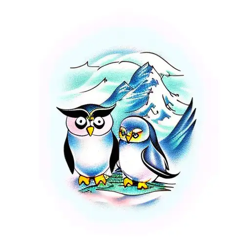 Owl And Penguin