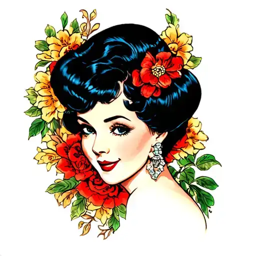 Pinup Girl With Short Black Hair