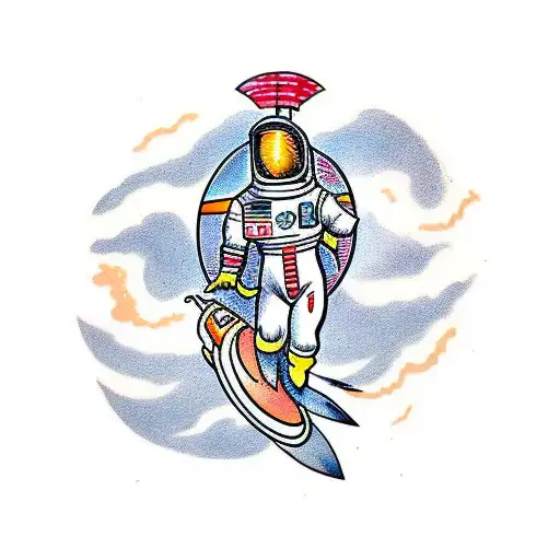 Space Girl Riding A Rocket