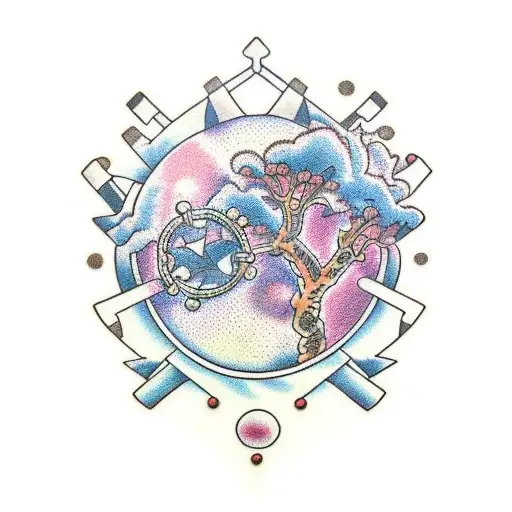 Dopamine Molecule Integrated With Sakura Tree