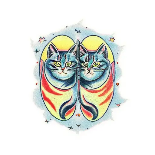 Two Cats On The Moon In Love