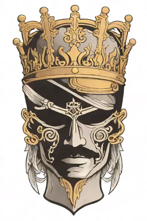 Long Claymore Sword Going Through The Middle Of A King's Crown