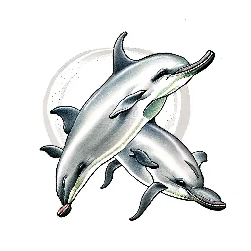 2 Dolphins Forming A Cancer Ribbion