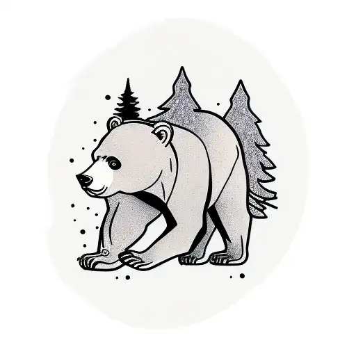 Bear Walking In A Forest