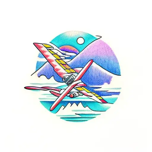 Mountain Sunset Airplane