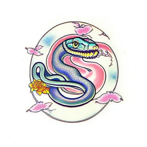 Snake With Sakura