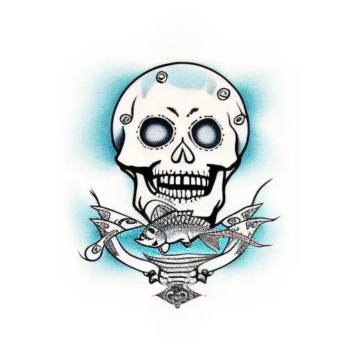 Skeleton Playing Fish Skeleton Banjo