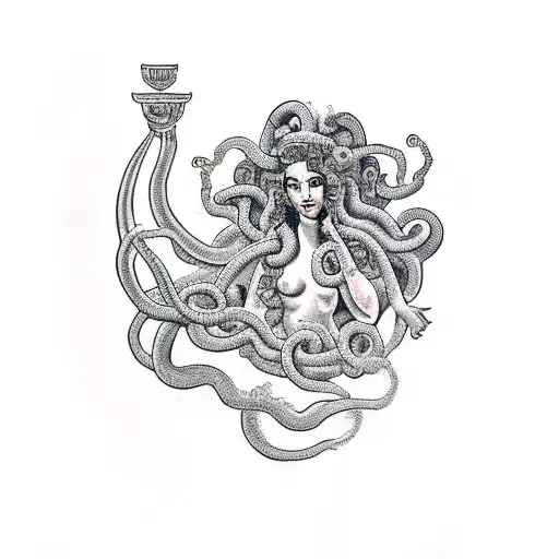 Olf Shool Gorgon Medusa Greek Woman