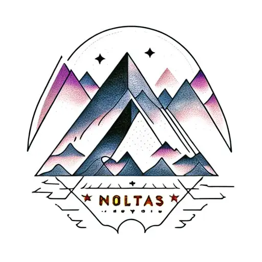 Geometric Nature Scene With Mountains