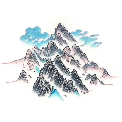 A Majestic Chinese Mountain Range With A Tranquil Waterfall Flowing Through It