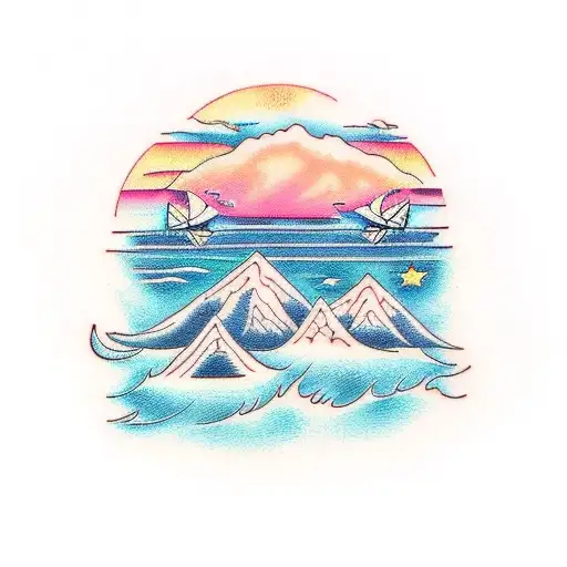 Ocean And Mountains Simplstic