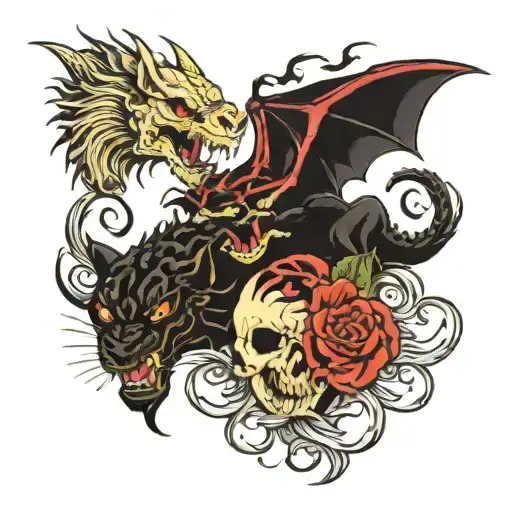 Dragon Vs Panther And Skull Splitting