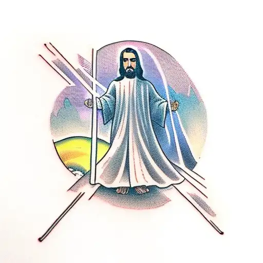 Jesus Walking With The Cross On His Back