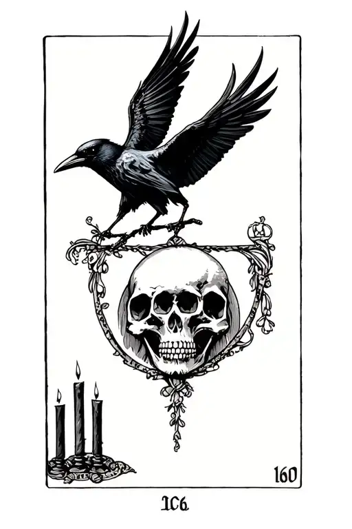 Raven And Candles Skulls Tarot