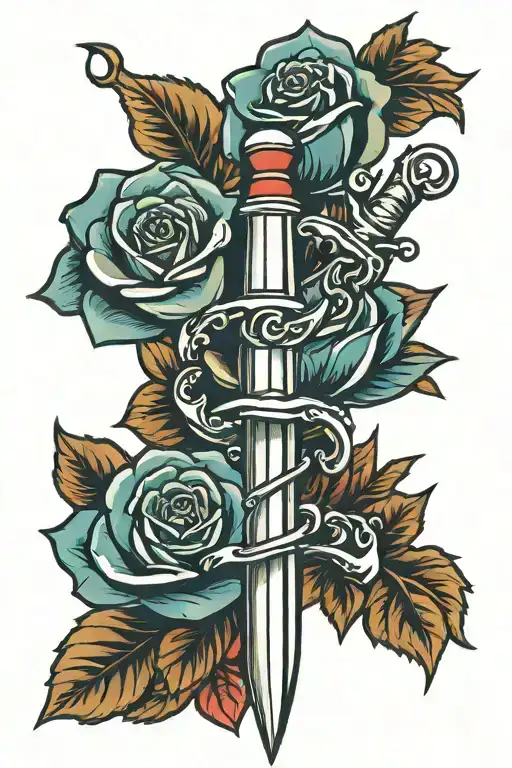 Dagger And Rose Intertwined