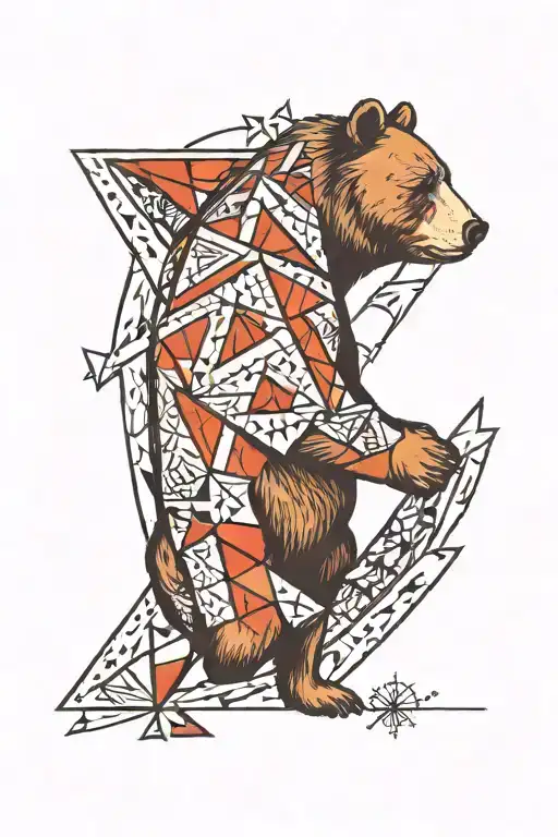 Bear On The Back With Triangles On The Shoulder Blades