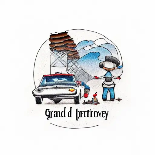 Grandpa And Grandson In A Semi Driving Down A Country Road With Power Lines