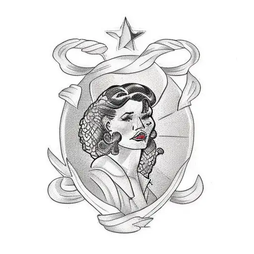 A Portrait Of A Strong And Confident Woman In American Traditional Style