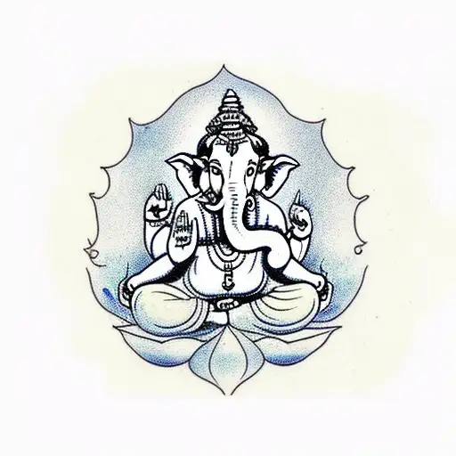 Ganesha Sitting In Lotus Pose