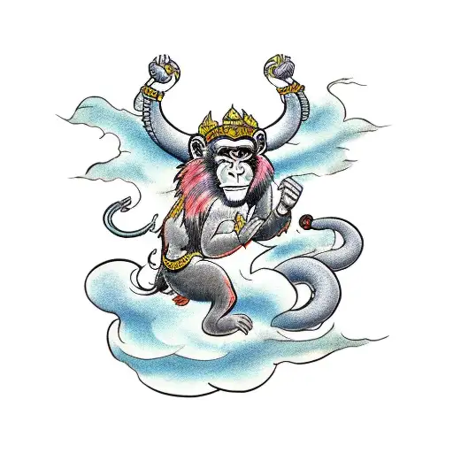 Monkey King With A Ox And Dragon