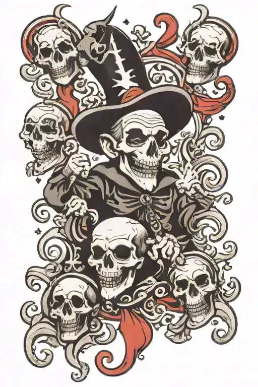 Jester Juggling Skulls Black And White