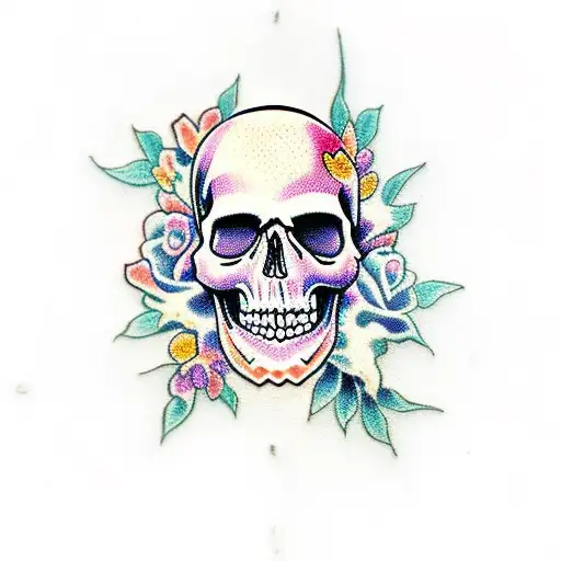 Skull With Flowers Growing Out Of It