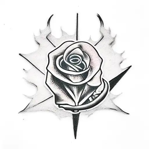 Skinny Puppy Band Symbol With A Black Rose And Dog Bone
