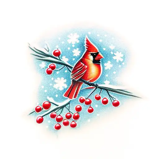 Cardinal On A Snowy Branch
