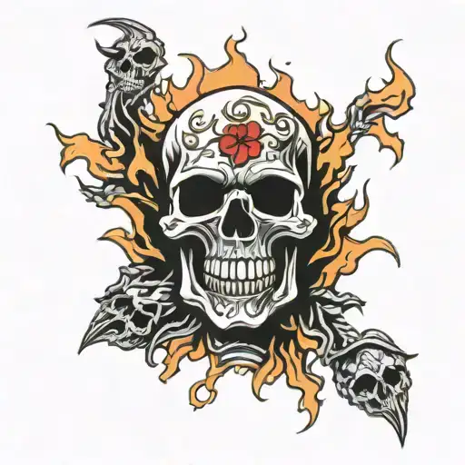 Flaming Zombie Skull