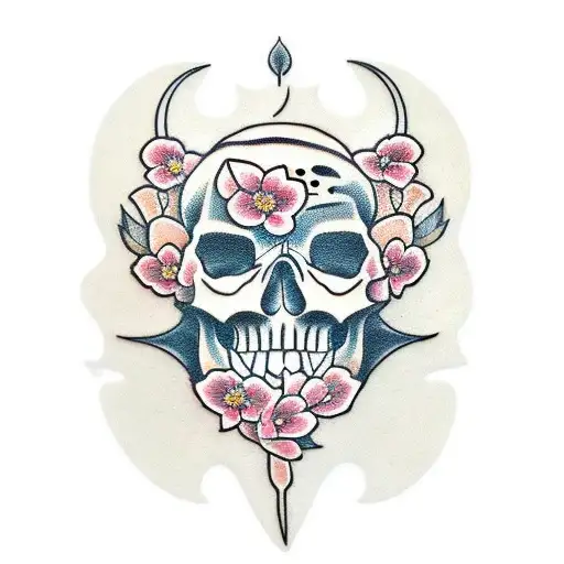 Skull And Cherry Blossom